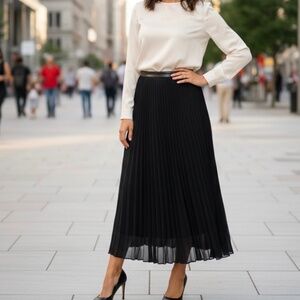 Banana Republic Electric Pleated Skirt Women size 0 Black